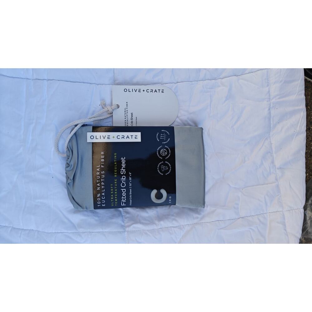 OliveCrate Organic-Feel Eucalyptus Crib Sheet Baby/Toddler Cooling, Gentle - Picture 5 of 8